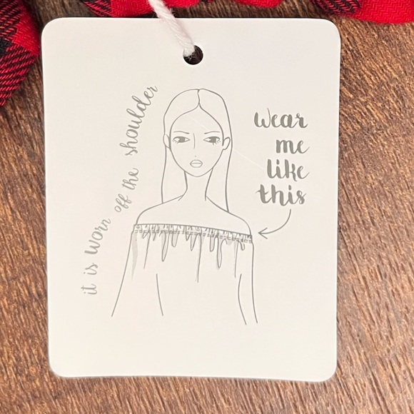 NWT  altar’d state red black plaid bell sleeves blouse Sz large - Picture 6 of 7